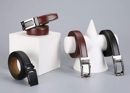Men's Belt, Leather Ratchet Belt For Men's Dress 3.0cm,1 1/8" Size Adjusted Automatic Buckle
