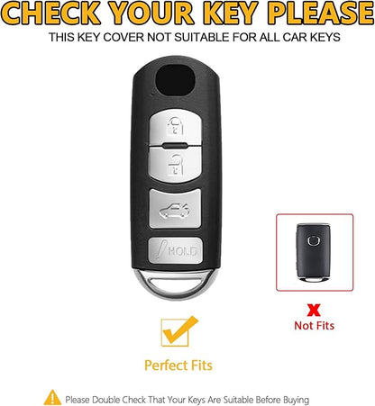 FT FUNTOR for Mazda Key Fob Cover,4 Buttons TPU Key Cover with Golden Edge,Compatible with Mazda 3 6 8 CX-3 CX-5 CX-7 CX-9 Atenza Miata MX-5 with Keychain (A-Green)