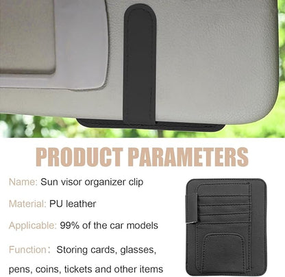 Augeny 2 PCS Car Sun Visor Organizer, Small Auto Visor Organizer and Storage, Registration and Document Holder for Sunglasses, Card, Pen, Driver License, Car Accessories (Black)