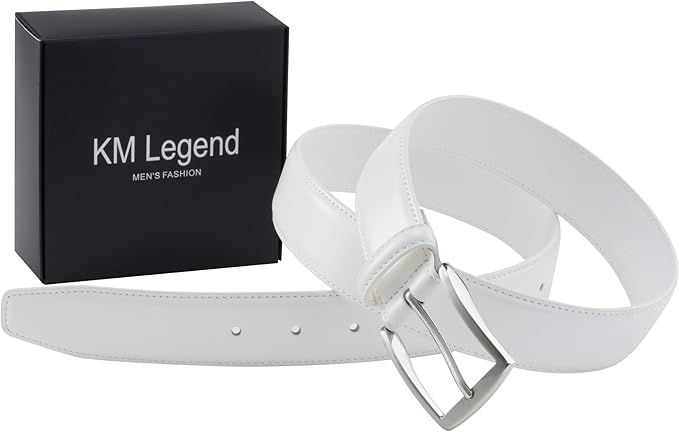 KM Legend Mens Leather Dress Belt for Work Business and Casual