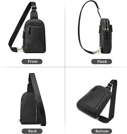 S-ZONE Genuine Leather RFID Blocking Small Sling Bag Women Crossbody Fanny Packs