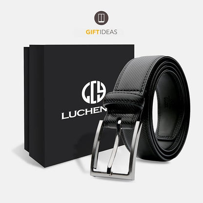 Mens Genuine Leather Dress Belt Classic Casual Belt with Single Prong Buckle for Jeans Pants Work and Business