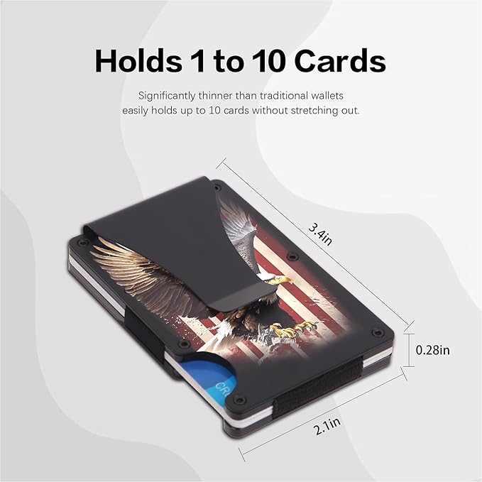 Flag Wallet for Men Minimalist Personalized Engraved Metal Wallet Slim Wallet Gifts for Soldiers Veteran Patriots (Flag 1)