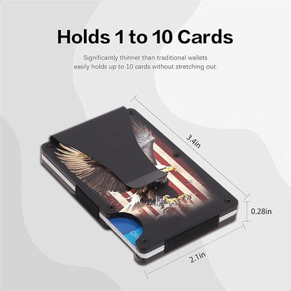 Flag Wallet for Men Minimalist Personalized Engraved Metal Wallet Slim Wallet Gifts for Soldiers Veteran Patriots (Flag 1)