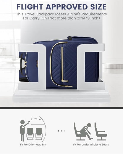 LOVEVOOK Laptop Backpack Purse for Women, Work Business Travel Computer Bags, College Nurse Backpack for Womens, Quilted Casual Daypack with USB Port, Fit 15.6 Inch Laptop, Navy
