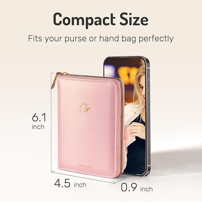 Forvencer Passport Holder Cover with Safe Zipper Closure, Premium Passport Wallet for Travel, Cute RFID Blocking Card Case, Waterproof Travel Accessories for Women, Hot Pink