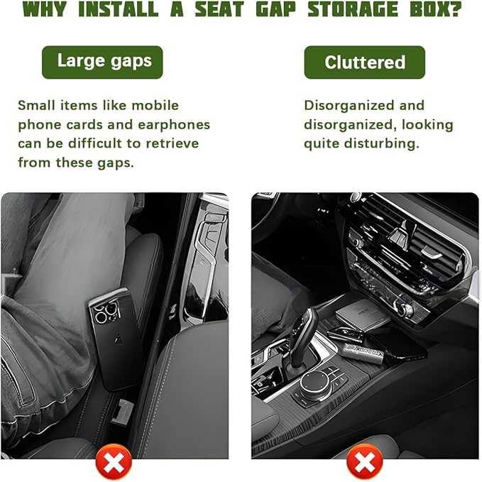 2PCS Car Seat Gap Filler Organizer, Seat Side Gap Organizer for Phone Keys Cards, Multifunctional Automotive Interior Storage Accessories, Universal for SUV Truck Sedan (Beige)