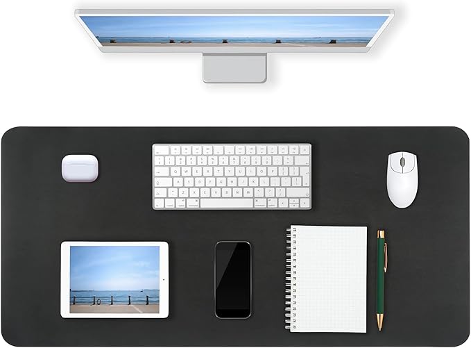 Desk Pad Mat PU Leather Non-Slip Water-Resistant Desk Matt for Desktop Large Mouse Pad for Office and Home Black 31.5" x 15.8"