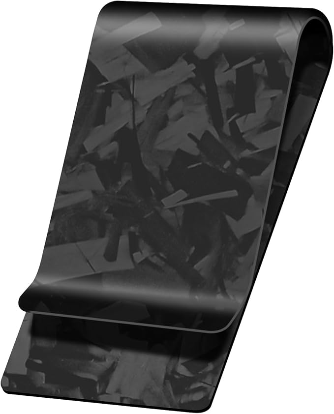 LittleBlack Real Carbon Fiber Money Clip,1.5in Wide Ultra Thin&Slim Minimalist Cash&Credit Card Holder Up To 50 Bills,Mens Business Front Pocket Wallet-Forged Matte Black