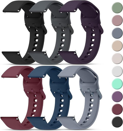 Tobfit 20mm 22mm Watch Bands Quick Release Watch Straps with Color Matched Metal Buckle, Soft Silicone Breathable Replacement Sport Watch Wristbands for Women Men