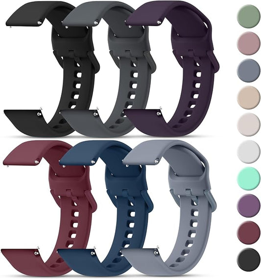 Tobfit 20mm 22mm Watch Bands Quick Release Watch Straps with Color Matched Metal Buckle, Soft Silicone Breathable Replacement Sport Watch Wristbands for Women Men