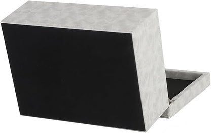HofferRuffer Faux Leather Decorative Box, Large Wooden Structure Keepsake Box Accessory Organizer Jewelry Organizer with Hinged Lid, Storage Container for Home or Office (Grey)