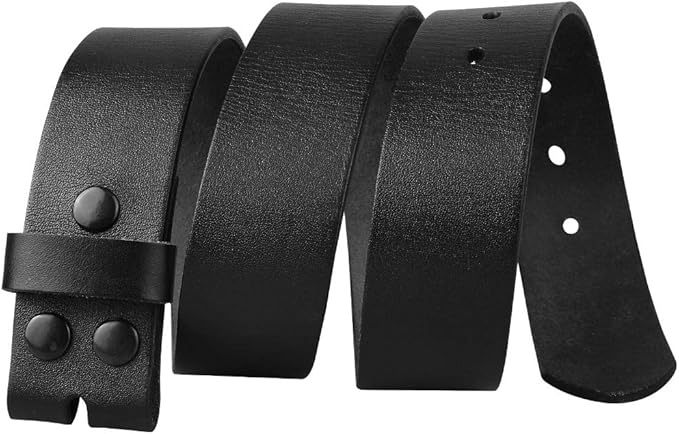 NPET Men's Full Grain Leather Belt Vintage Distressed Style with Snap-On Strap 1 1/2" Wide without Buckle