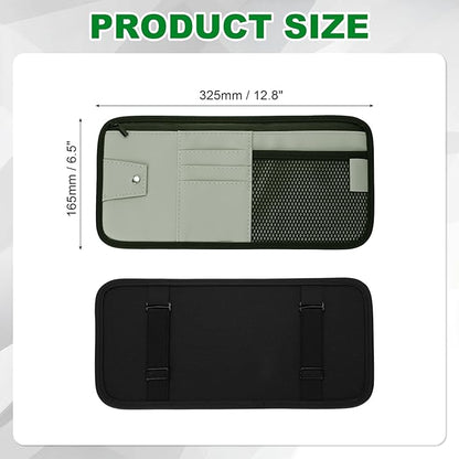 PATIKIL 1Pcs Car Sun Visor Organizer, 12.8 x 6.5 Inch PU Leather Vehicle Storage Pouch Holder for Sunglasses Card Pen Driver License Car Accessories, Gray