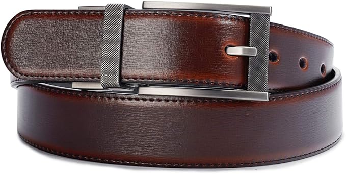 Belts for Men Reversible Leather 1.25” Waist Strap Fashion Dress Buckle Beltox
