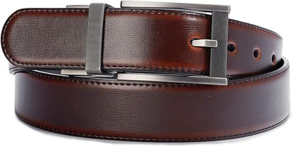 Belts for Men Reversible Leather 1.25” Waist Strap Fashion Dress Buckle Beltox
