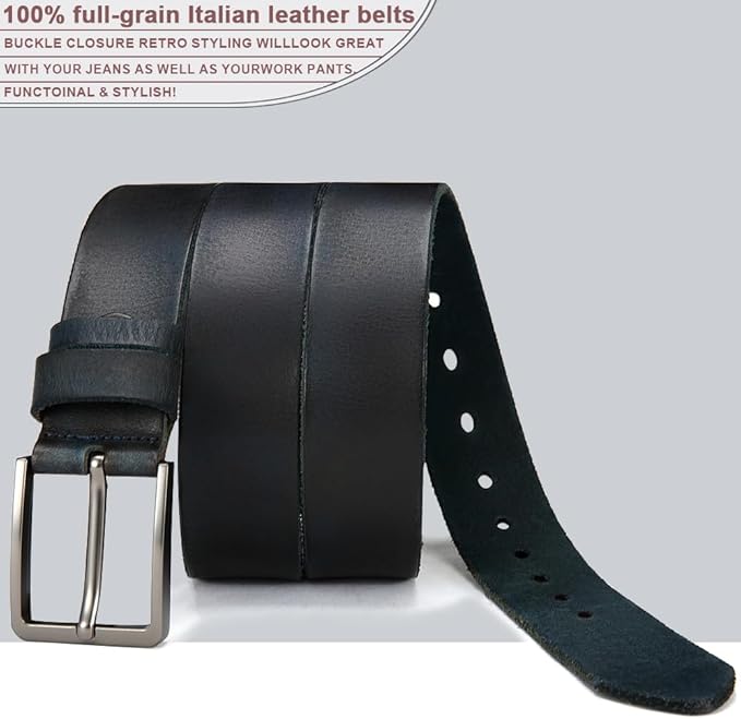DOOPAI Men's Genuine Leather Casual Belt -Full Grain Leather Belt for Men- 1.5" Handmade Jeans Belt with Gift Box