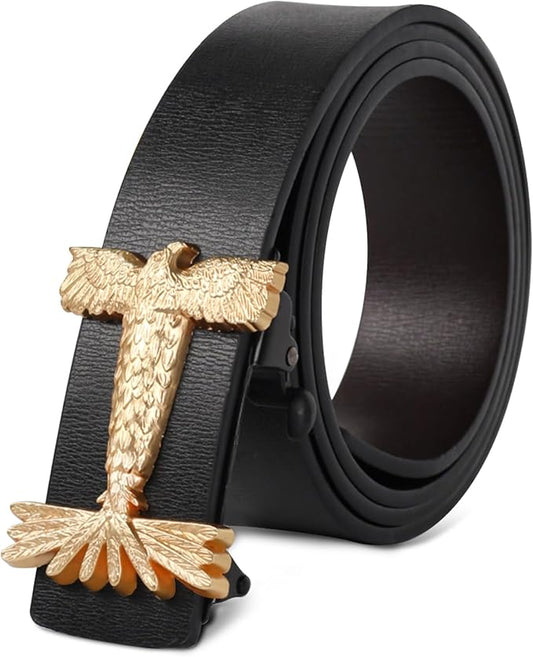Aurolran Men&Womens Leather Dress Belt Business Automatic Buckle Belt Color-Black Silver Gold