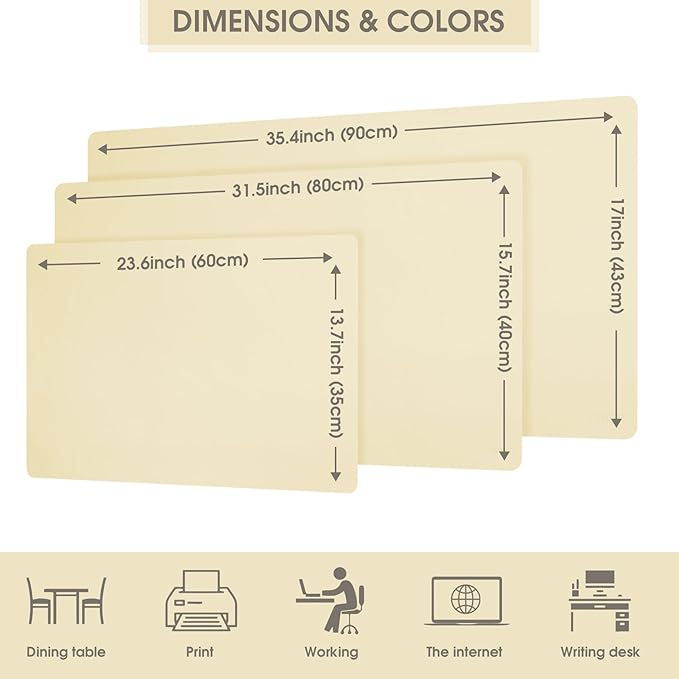 Leather Desk Pad Protector 31.5x15.7inch Vanity Mat Non-Slip Large Gaming Mouse Pad Waterproof Desk Writing Pad Desk Blotter Laptop and Keyboard Mat for Office and Home(Apricot)