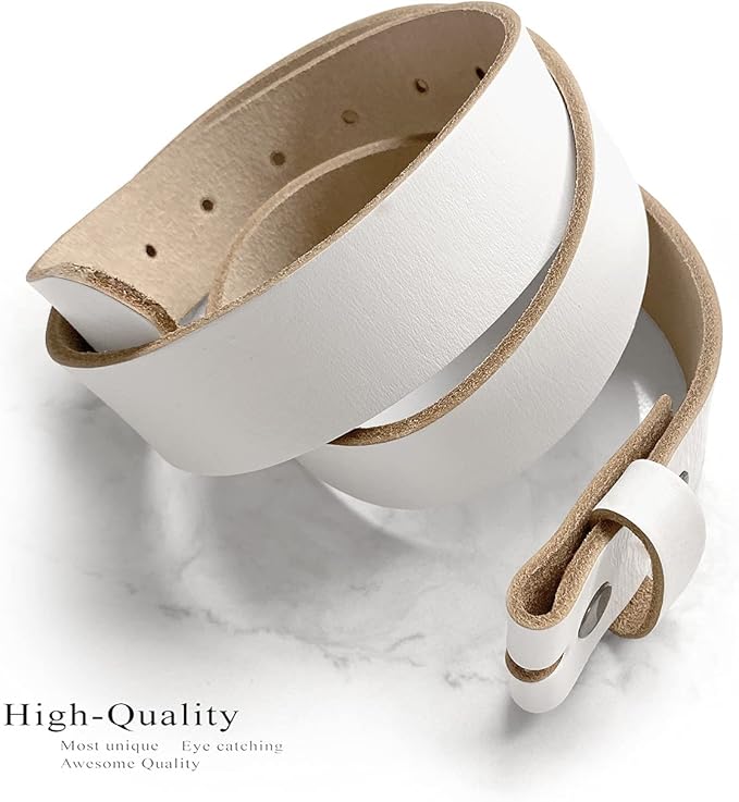 100% One-Piece Full Grain Leather Belt Straps with No Slot Hole/Slot Hole/Heavy-Duty, Multi Options 1-1/2" (38mm) Wide