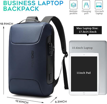 BANGE Anti Theft Backpack with Lock,Business Backpack with USB Charging Port, Office Laptop Fit for 15.6 INCH Laptop