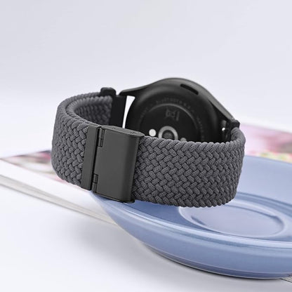 WOCCI 21mm Braided Nylon Watch Band for Men and Women, Quick Release, Black Stainless Steel Buckle (Grey)
