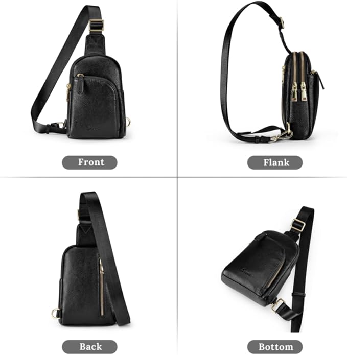 S-ZONE Genuine Leather RFID Blocking Small Sling Bag Women Crossbody Fanny Packs