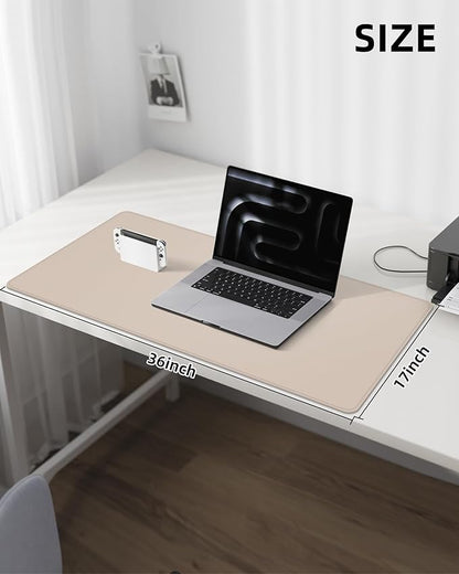 AFIING Extra Large Desk Mat - 55"x 24" Non-Slip Desk Pad for Office and Home - Ideal for Large Mouse Pad and Desk Mats on Top of Desks(Beige)