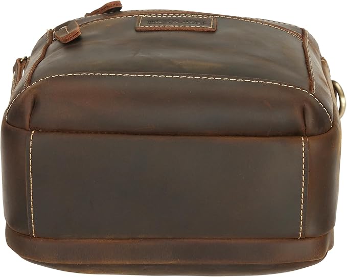 Polare Italian Full Grain Leather Messenger Bag Vintage Chest Shoulder Crossbody Bag Casual Sling Business Handbag for Men