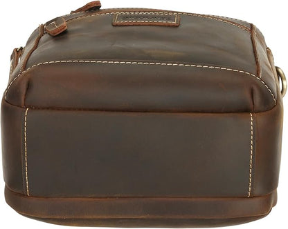 Polare Italian Full Grain Leather Messenger Bag Vintage Chest Shoulder Crossbody Bag Casual Sling Business Handbag for Men