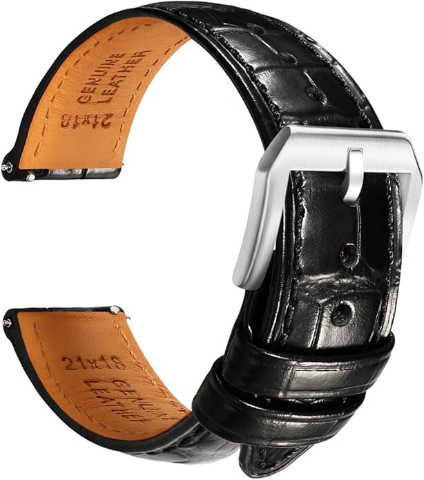 REZERO Leather Watch Bands for Men, Quick Release Watch Straps, Luxury Italian Alligator Grain Embossed Band Replacements 19mm 20mm 21mm 22mm