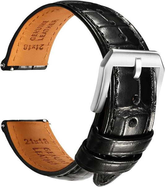 REZERO Leather Watch Bands for Men, Quick Release Watch Straps, Luxury Italian Alligator Grain Embossed Band Replacements 19mm 20mm 21mm 22mm