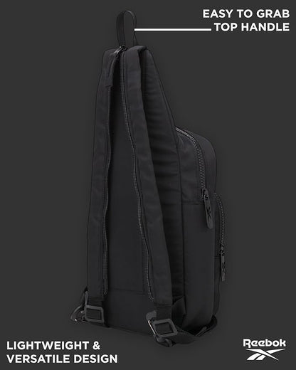 Reebok Unisex Crossbody Sling Bags – Compact Convertible Strap Cross Body Bag Travel Sling Bag - Gym & Travel Essential, Size One Size, Cosmos Black