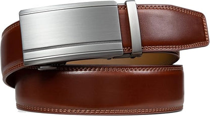 Founders & C Men's Ratchet Belt 1 3/8",Leather Dress Belt Adjustable with Click Sliding Buckle Trim to Exact Fit