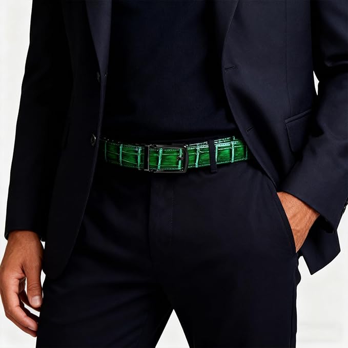 Barry.Wang Mens Belts Leather Ratchet Automatic Buckle Slide Click 1 3/8" Designer Dress Fashion Classic Casual Work Business