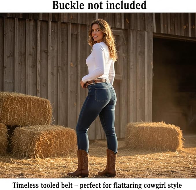 F&L CLASSIC Western Belt without buckle for men – Full Grain Leather Cowboy Belts for jeans - One Piece Leather strap belt