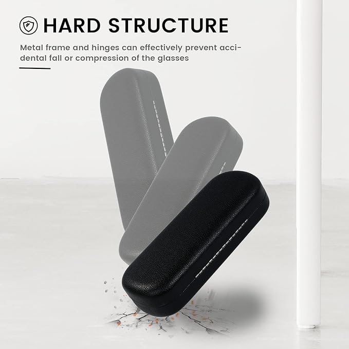 molshine Hard Shell PU Leather Glasses Case,Travel Portable Eyeglass Case for Men Women Girl Travel Study Work