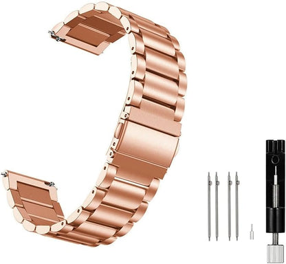 MORAN Stainless Steel Watch Band Quick Release Replacement Metal Strap 18mm 20mm 22mm Men Women, Rose Gold+Folding Clasp