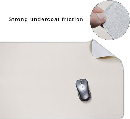 CENNBIE 47.2" x 19.6" Leather Desk mat, Desk mats on top of desks,Perfect Desk Mate for Office and Home(Cream)