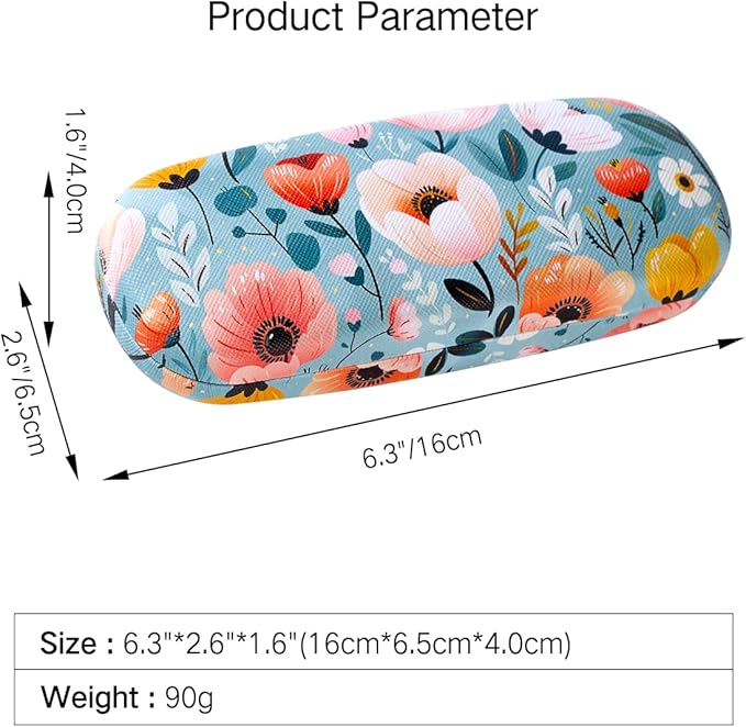 PERFECTSIGHT Hard Shell Eyeglasses Case, PU Leather Protective Glasses Case, Cute Eyeglass Case for Women Men Girls