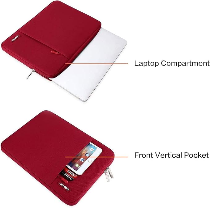 MOSISO Laptop Case 14 inch, 14 inch Laptop Sleeve Compatible with HP Lenovo Dell ASUS Acer, HP Stream, Dell Latitude, Lenovo IdeaPad, Polyester Vertical Computer Sleeve Bag with Pocket, Red