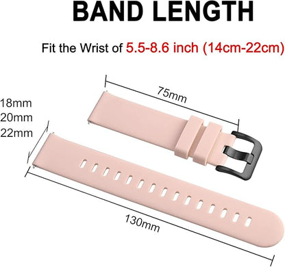 BISONSTRAP Silicone Watch Bands, Slim Watch Straps with Quick Release, 18mm, Pink with Black Buckle