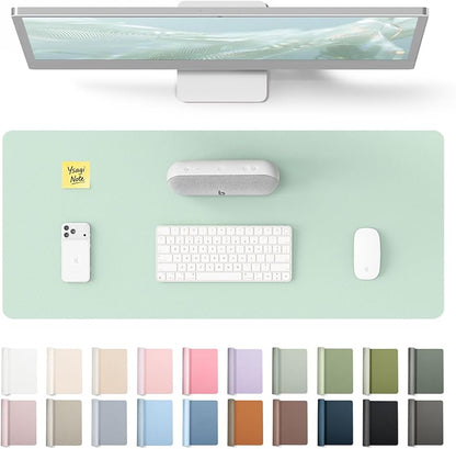 YSAGi Leather Desk Protector, Office Mat, Large Mouse Mat, Non-Slip PU Leather Blotter, Laptop Pad, Waterproof Writing Pad for Office and Home (Pale Green, 23.6" x 13.8")