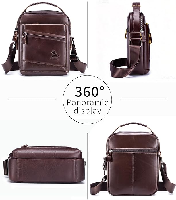 Premium Leather Men's Crossbody -Organized Storage & Durable,Stylish for Daily Carry
