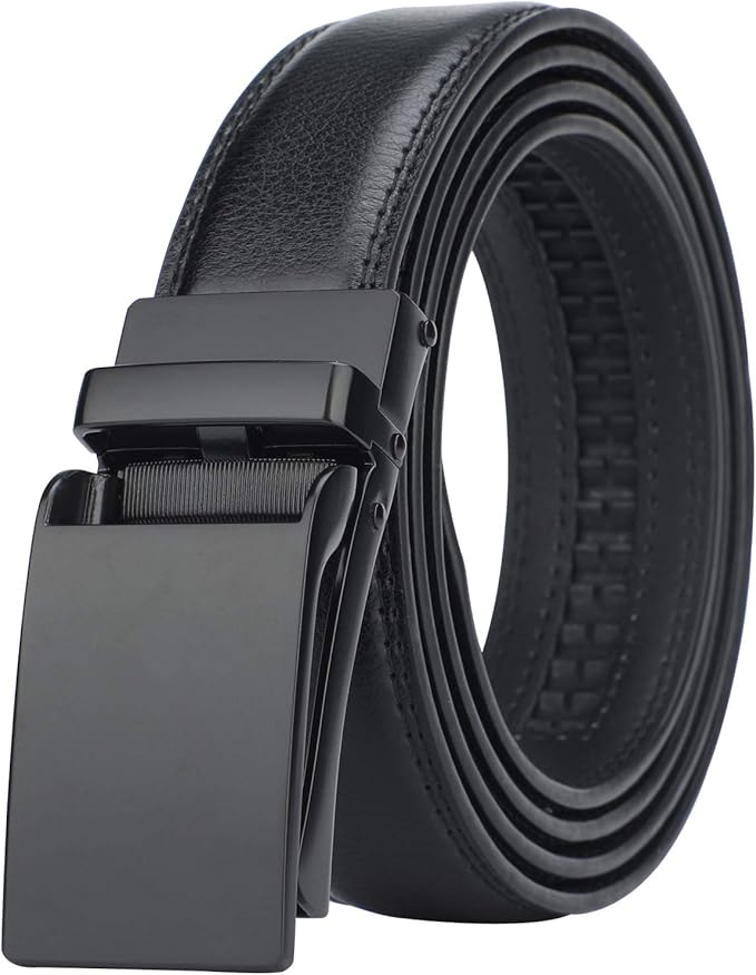 HIMI Men's Comfort Genuine Leather Ratchet Dress Belt with Automatic Click Buckle