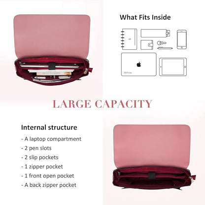 ECOSUSI Laptop Bag for Women Vegan Leather Messenger Bag Fashion Briefcase Computer Satchel Bag