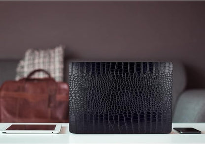 KEROM Compatible with Crocodile MacBook Pro 13 Inch Case 2026 2022-2016 M2 M1 A2338 A2289 A2251 A2159 A1989 A1706 A1708, Textured Aligator Skin Snakeskin PU Leather Hardshell & Keyboard Cover, Black