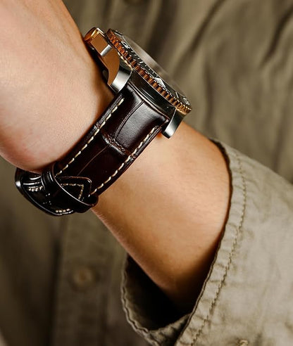 REZERO Leather Watch Bands for Men, Quick Release Watch Straps, Luxury Italian Alligator Grain Embossed Band Replacements 19mm 20mm 21mm 22mm