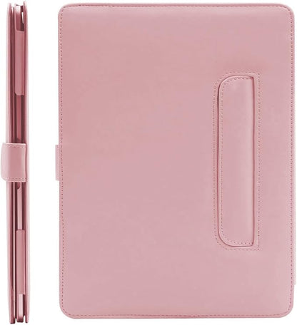 MOSISO Case Compatible with MacBook Air 13.6 inch M4 M3 M2 2025-2022 /Air 13 M1 2022-2018 /Pro 13 inch M2 M1 2025-2016, PU Leather Portfolio Protective Stand Cover, Rose Quartz