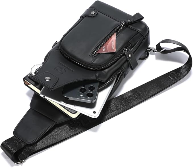 Sling Bag for Men Genuine Leather Chest Bag Crossbody Backpack Travel Hiking Outdoor Sports